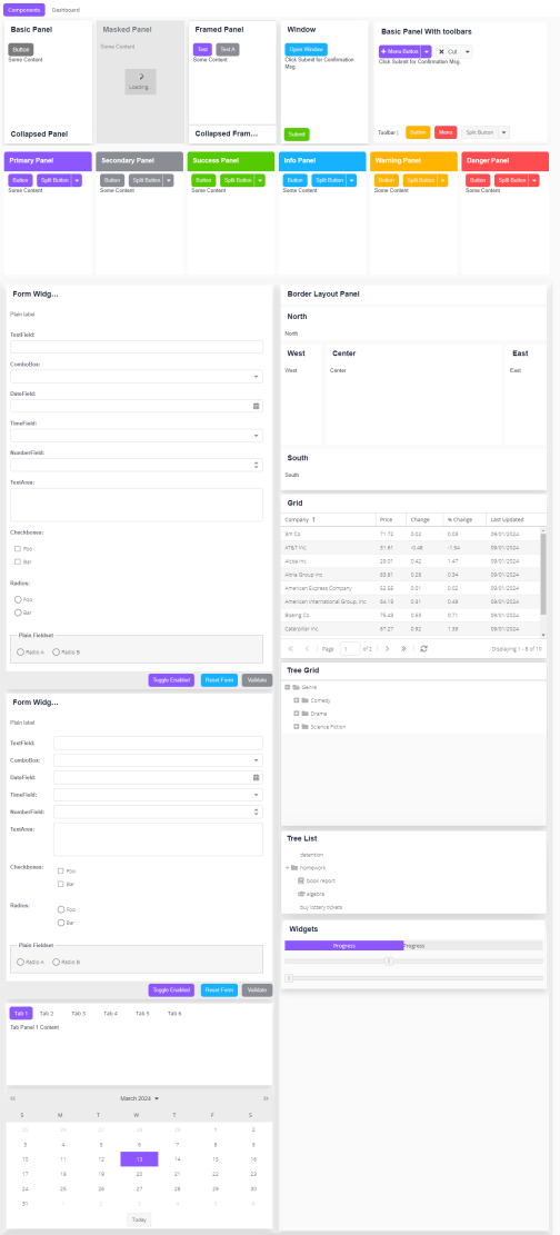 Lilac classic components - ExtJS theme